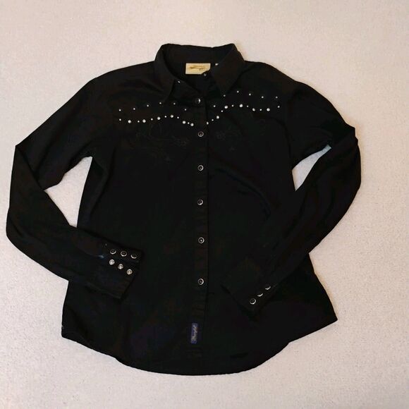 Wrangler Snap Button Studded Slick Cowgirl Western Line Dance Rodeo Women's S - Picture 1 of 12